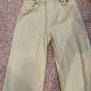 H&M cream Straight-Leg High-Waisted Jeans